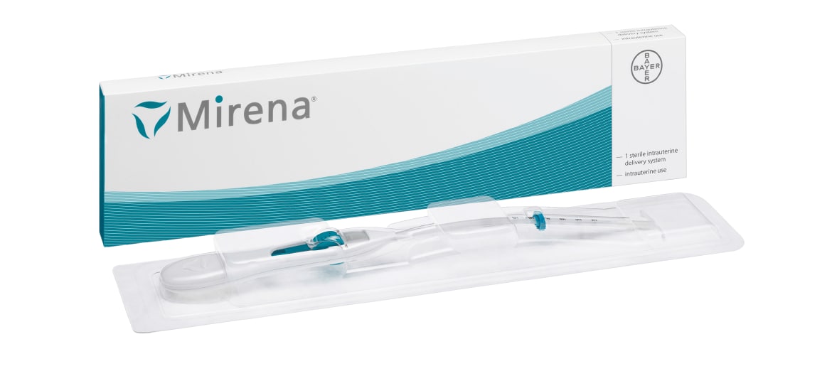 Mirena IUD and packaging